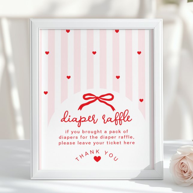 Diaper raffle Sweetheart Baby Shower Red Bow Poster (Skapare uppladdad)