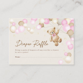 Diaper Raffle Teddy Bear Girl Baby Shower Tilläggskort