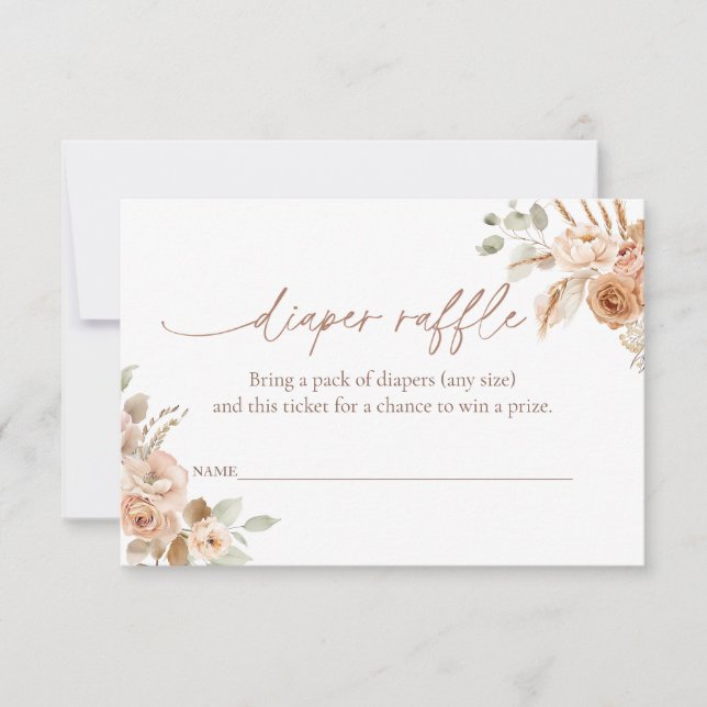 Diaper Raffle Ticket for Baby Shower Insert Card  Inbjudningar (Framsida)