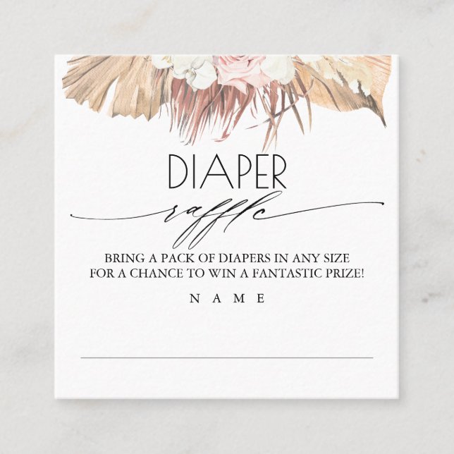 Diaper Raffle Torkad Handflatan Baby Shower Fyrkantigt Visitkort (Framsida)