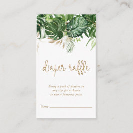 Diaper Raffle Tropical Greenery Guld Baby Shower Tilläggskort
