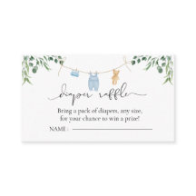 Diaper Raffle Tvätt Blue Greenery Baby Shower