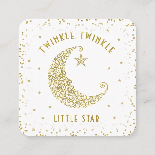 Diaper Raffle Twinkle Little Star Baby Shower Guld Tilläggskort (Framsida)