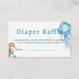 Diaper Raffle under Sea Horse Blue Boy Shower Tilläggskort