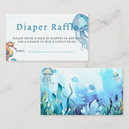 Diaper Raffle under Sea Horse Blue Boy Shower Tilläggskort
