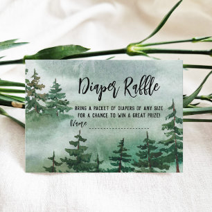 Diaper Raffle Watercolor Forest Baby Shower Tilläggskort