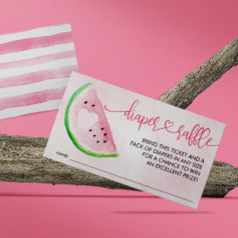 Diaper Raffle Watercolor Watermelon Baby Shower Tilläggskort