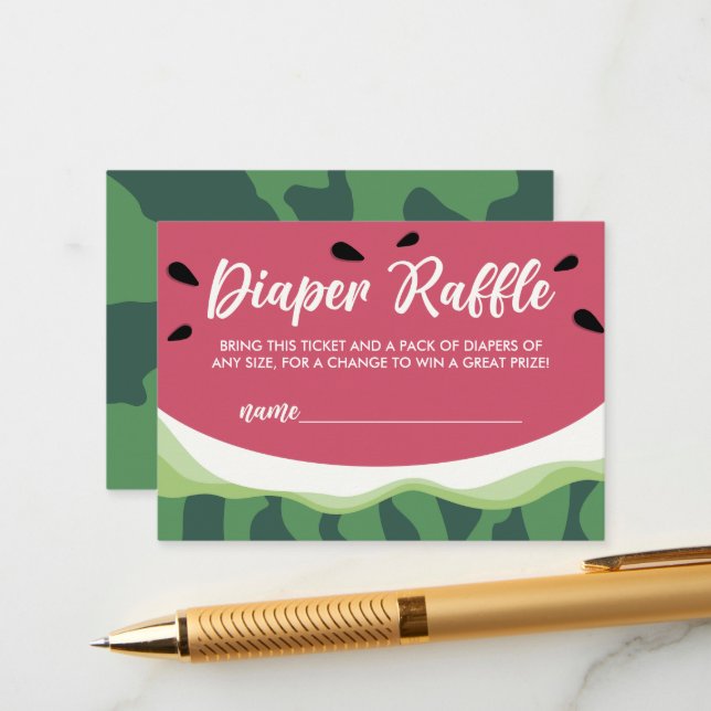 Diaper Raffle Watermelon Summer Baby Shower Tilläggskort (Fram/Back In Situ)