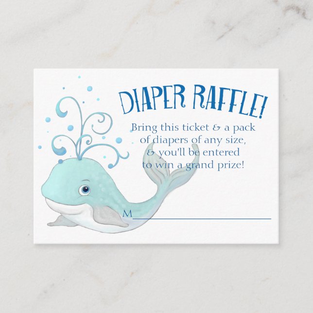 Diaper Raffle Whale Baby Shower Little Boy Blue Tilläggskort (Framsida)