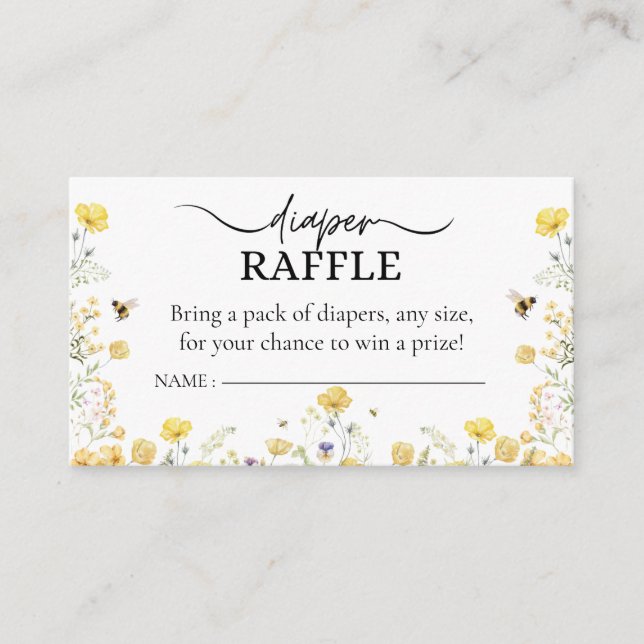 Diaper Raffle Wildblomme Blommigt honey Bee Tilläggskort (Framsida)