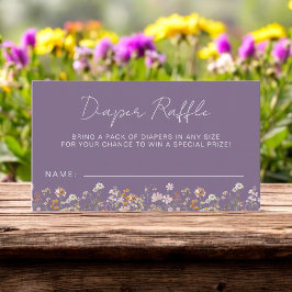 Diaper Raffle Wildblomme Lila Baby Shower Tilläggskort