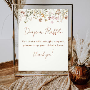 Diaper Raffle WildblomTerracotta Baby Shower Fototryck