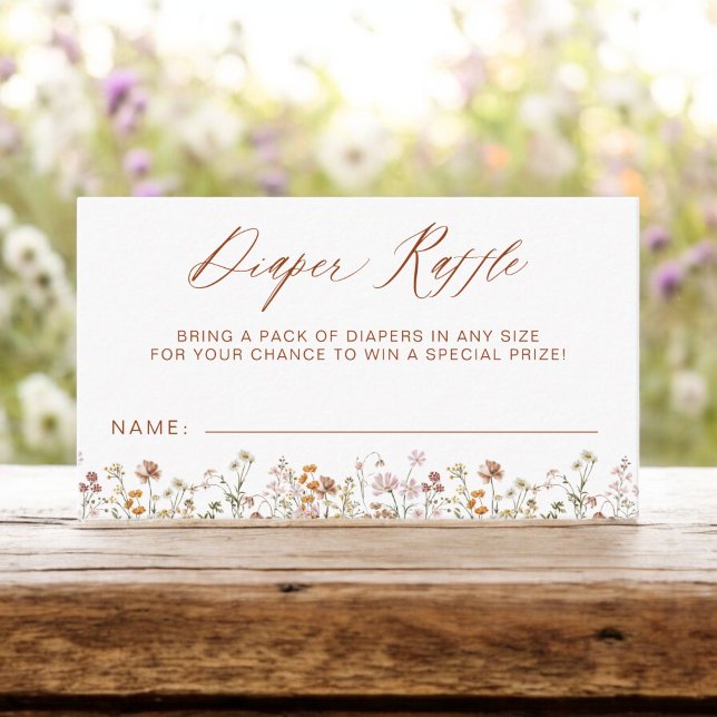 Diaper Raffle WildblomTerracotta Baby Shower Tilläggskort (Skapare uppladdad)