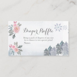 Diaper Raffle Winter Rosa Blommigt Gräs Träd Tilläggskort