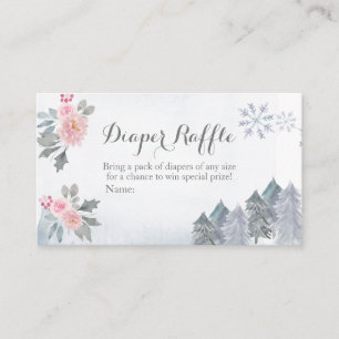 Diaper Raffle Winter Rosa Blommigt Gräs Träd Tilläggskort
