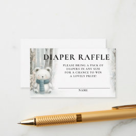 Diaper Raffle Winter Snow Woodlands Baby Shower Tilläggskort