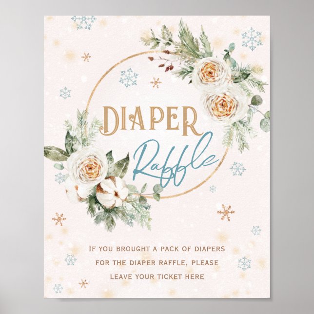 Diaper Raffle Winter Wonderland Baby Shower Nappy Poster (Framsidan)