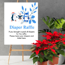 Diaper Raffle Winter wonderland Penguin polar björ Poster