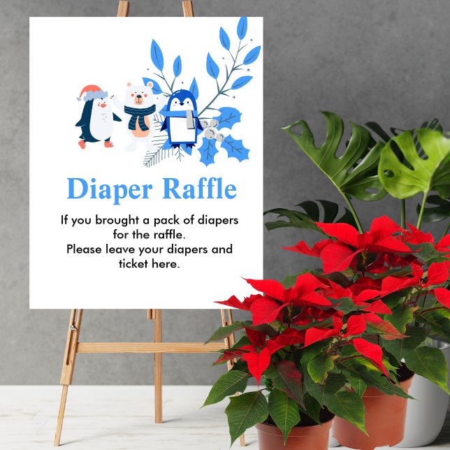 Diaper Raffle Winter wonderland Penguin polar björ Poster (Skapare uppladdad)