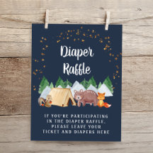Diaper Raffle Woodland Animals Night Baby Shower