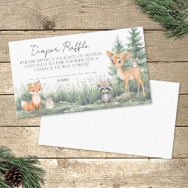 Diaper Raffle Woodland Forest Animals Baby Shower Tilläggskort