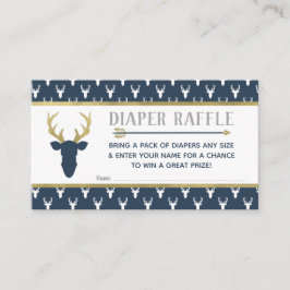Diaper Raffle, Woodland Hjort, Navy, Grått, Guld Tilläggskort