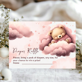 Diaper rafflepink-molnet, sött babyduschkort tilläggskort
