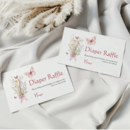 Diaper Rustic Butterfly Wildblomma Baby Shower Tilläggskort