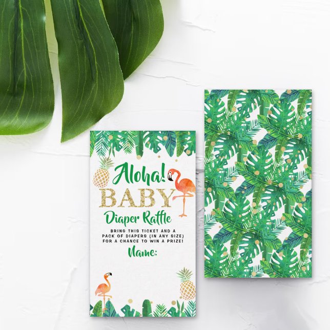 Diaper Tropical Summer Beach Luau Boys Baby Shower Tilläggskort (Skapare uppladdad)