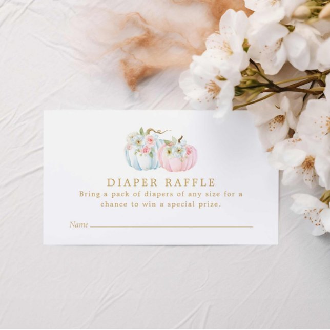 Diaperlotteri för könsbestämning med rosa och blåa tilläggskort (Fall Gender Reveal Diaper Raffle Ticket)