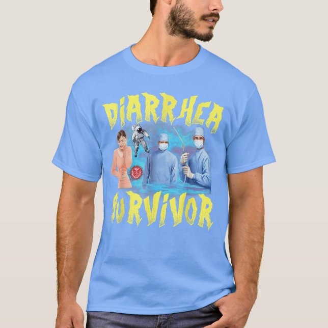 Diarrhea Survivor Meme Weird Stupid Offensive Humo T Shirt (Framsida)