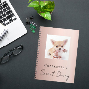 Diary hund pet foto ro guld anteckningsbok