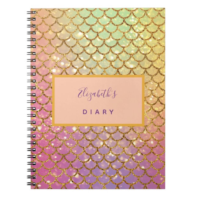 Diary sjöjungfru scales rosa glitter College styrd Anteckningsbok (Framsidan)