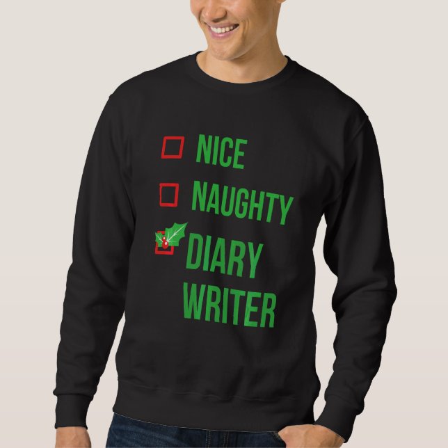 Diary Writer Funny Pajama jul Lång Ärmad Tröja (Framsida)