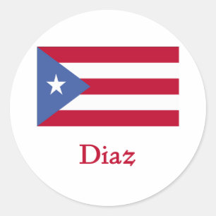 Diaz Puerto Rican flagga Runt Klistermärke