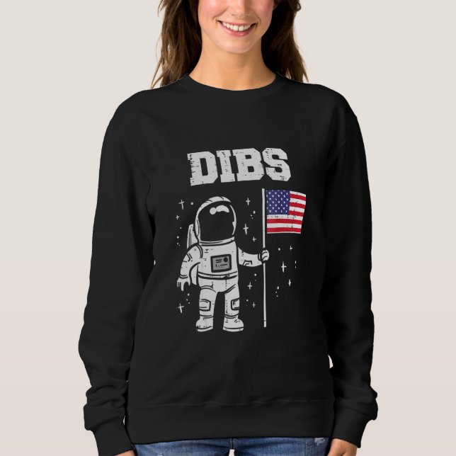 Dibs Måne Astronaut USA USA Flagga 4th of Ju T Shirt (Framsida)
