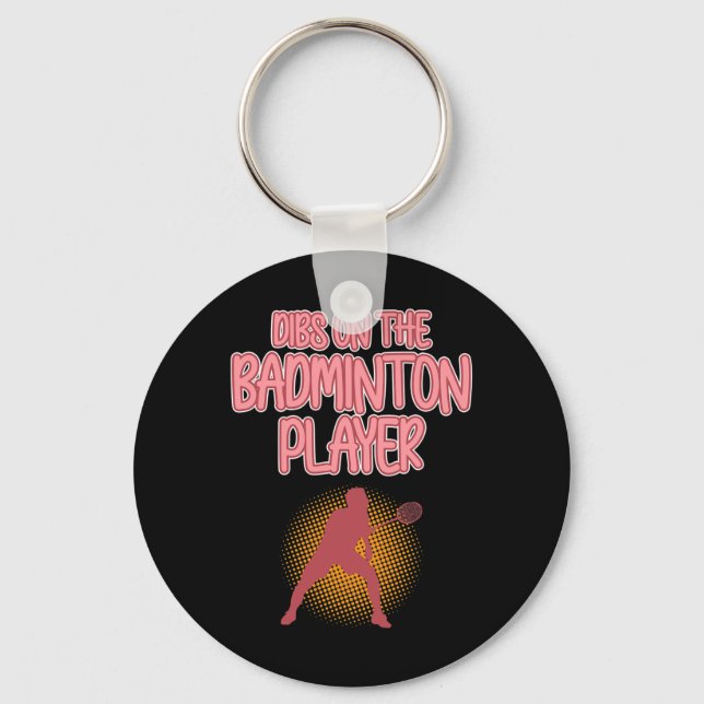 Dibs On Badminton Player Shuttle Coach Graphic Nyckelring (Framsida)