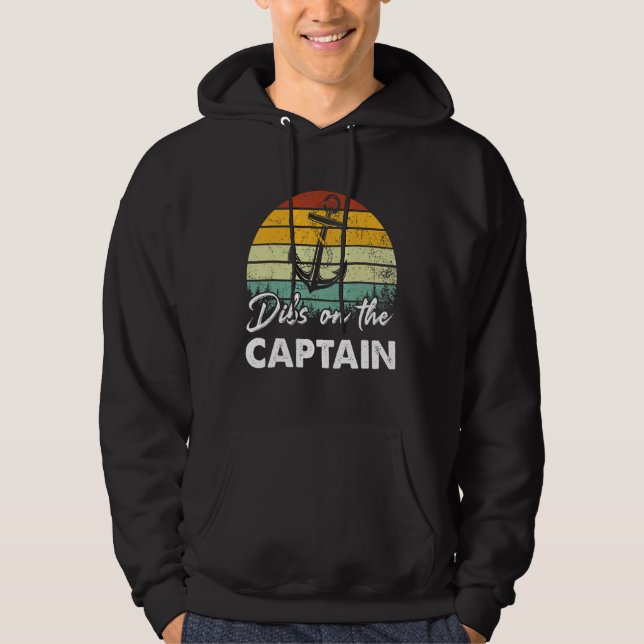 Dibs On The Captain  Captain Wife Summer Boat Vaca Hoodie (Framsida)