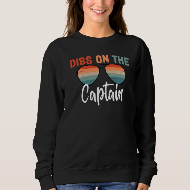 Dibs on The Captain  Captain Wife Women Boat Men T Shirt (Framsida)