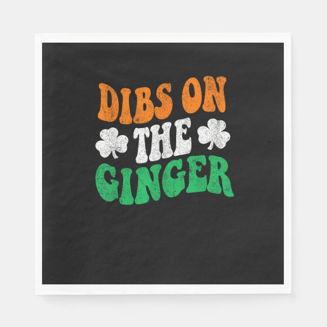Dibs på Ginger Retro Irish Flagga Funny St Patri Pappersservett (Framsidan)