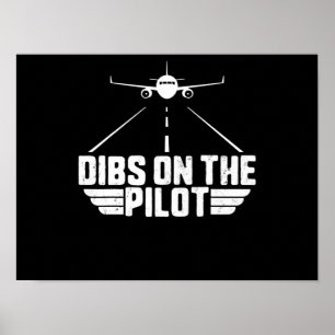 Dibs på Pilot Aviation Aircraft Flygplan Girlkompi Poster