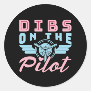 Dibs på Pilot Pilots fru Girlkompis Runt Klistermärke