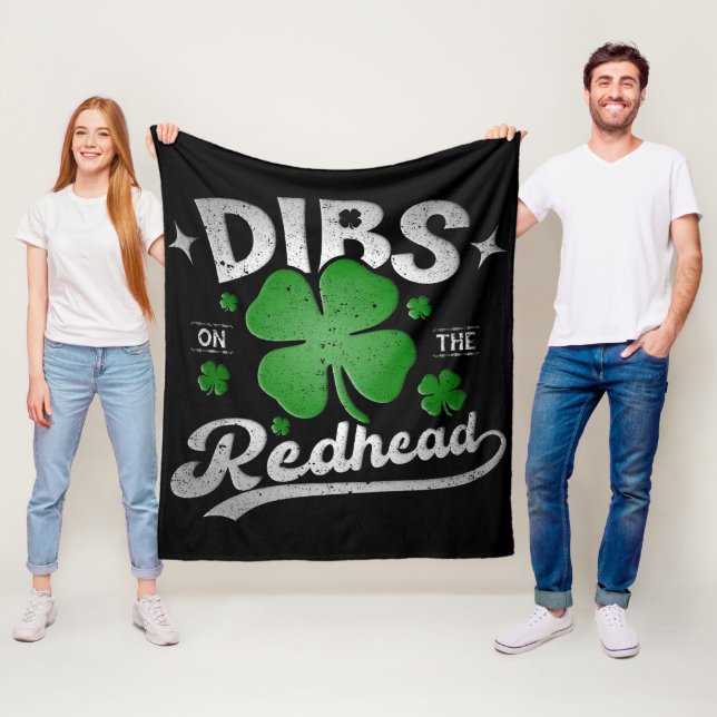 Dibs på Rödhåriget Funny St patrick's day Fleecefilt (På plats)