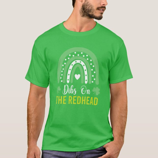 Dibs på Rödhåriget St patricks day Funny Shamrock T Shirt (Framsida)