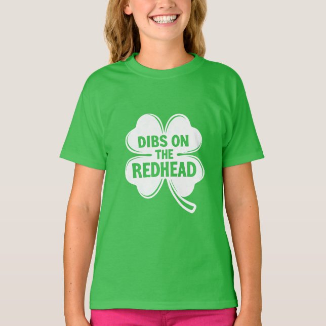 Dibs på Rödhåriget White St. Patrick's Day T Shirt (Framsida)