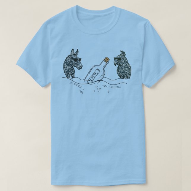 Dibs & Parrot with a spirits bottle T-Shirt (Design framsida)