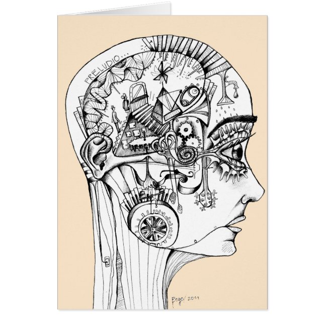 dibujo a lapiz, ilustracion original hälsningskort (Framsidan)