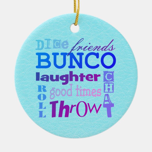 Dice Bunco Tunnelbanan Art Ord Typografi Julgransprydnad Keramik (Framsidan)