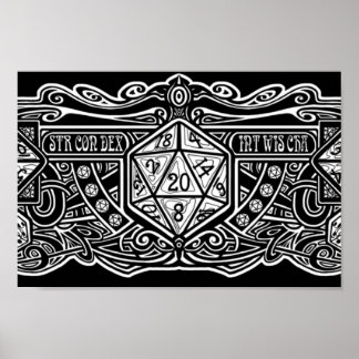 Dice Deco D20 för Mörkar Poster
