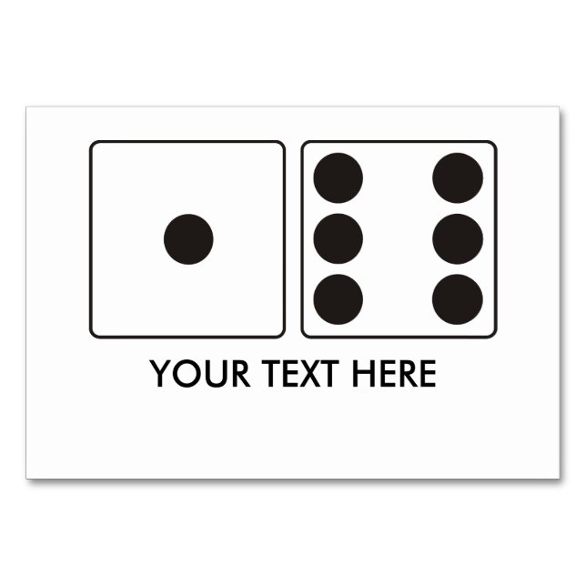 DICE-nummer 1 + 6 + texten Bordsnummer (Framsidan)